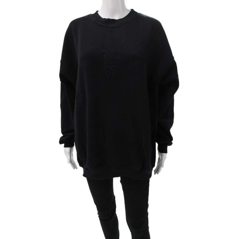 Frankie Shop Women Black Cotton Crew Neck Pullover Long Sleeve Size One Size